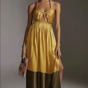New Anthropologie Silk Colorblocked Maxi Dress Size 10
